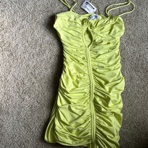 Neon yellow mini dress
